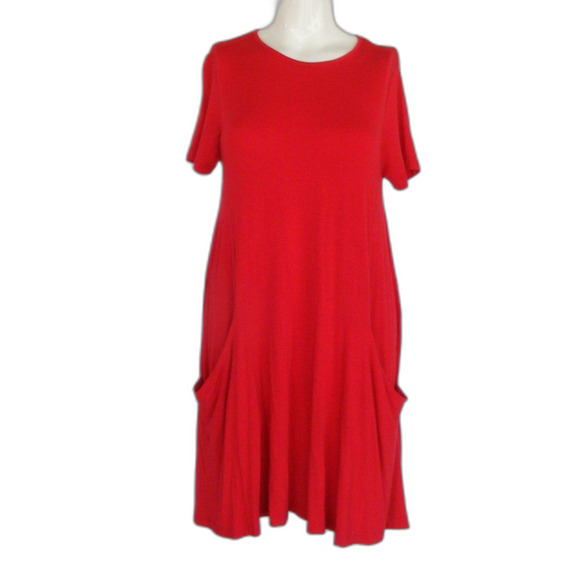 ASOS Relaxed Dress, 6, Jersey, Loose Shift, Pockets, Short sleeve, Solid Red - Picture 8 of 11